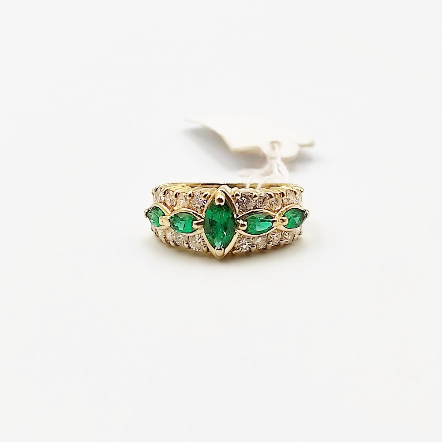 Emerald Marquise Diamond Half Eternity Ring/ Women's Ring in 18K Gold