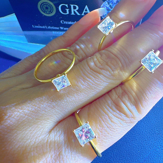 Princess Moissanite Engagement/Women's Ring 18K Gold