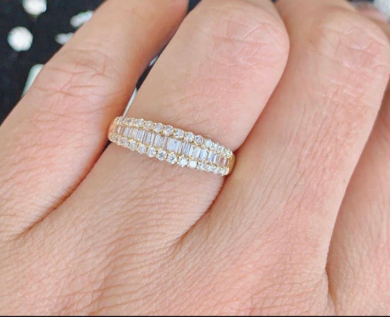 FR2032 Baguette Cut Diamonds Half Eternity Ring | EARTH STAR DIAMONDS