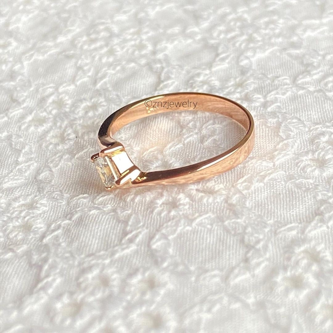 GIA Princess Cut Engagement Ring 18K Rosegold