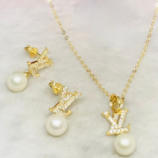 Pearl Jewelry Set 18K Gold