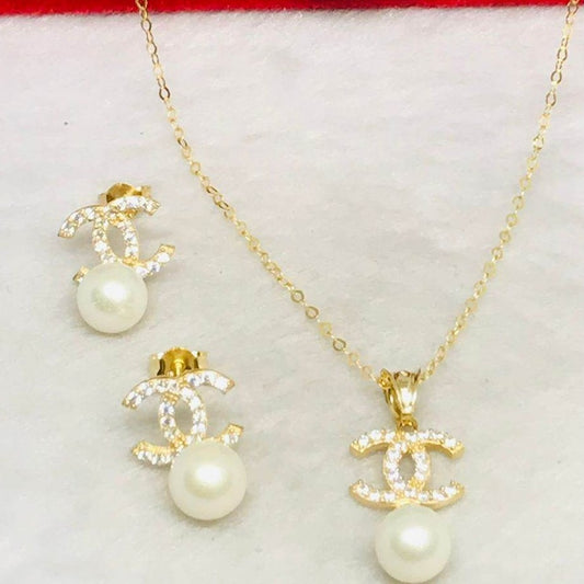 CC Pearl Jewelry Set 18K Gold