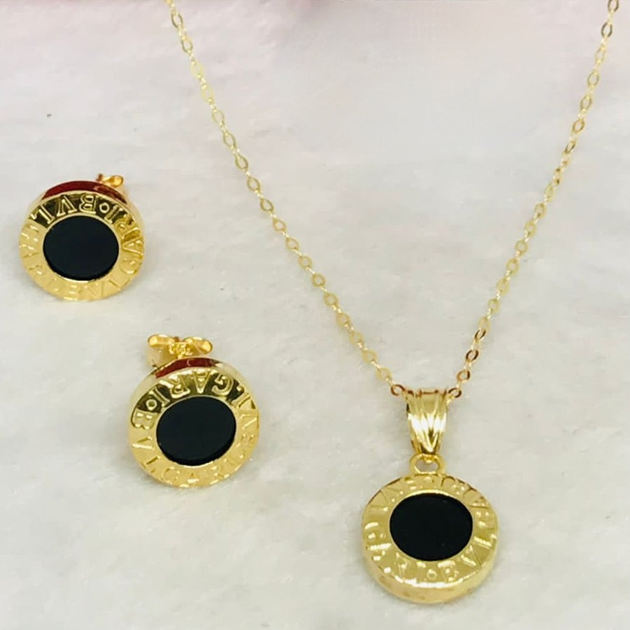 Black Round Jewelry Set 18K Gold