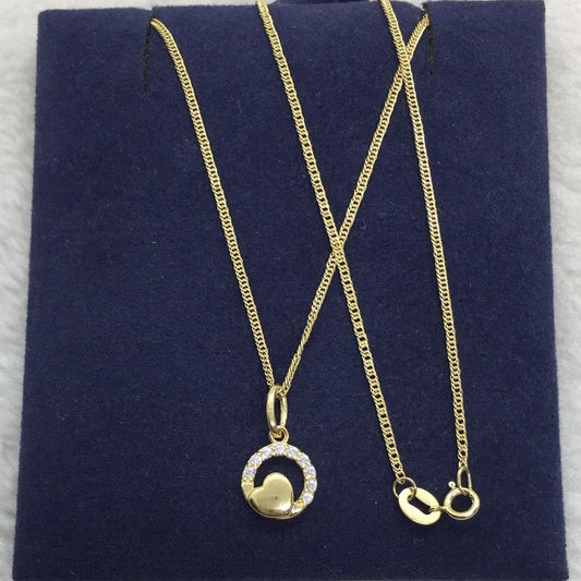 Round Heart Studded Women’s Necklace 18K Gold