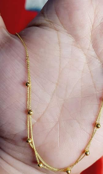 Dainty Double Strand Ball Dotted Necklace 18K Gold