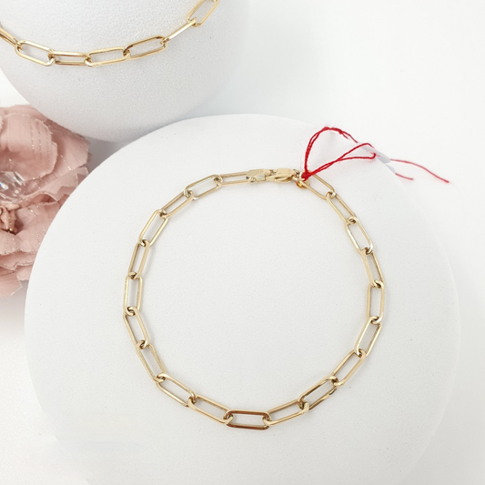 Paperclip Chain Bracelet 18K Gold