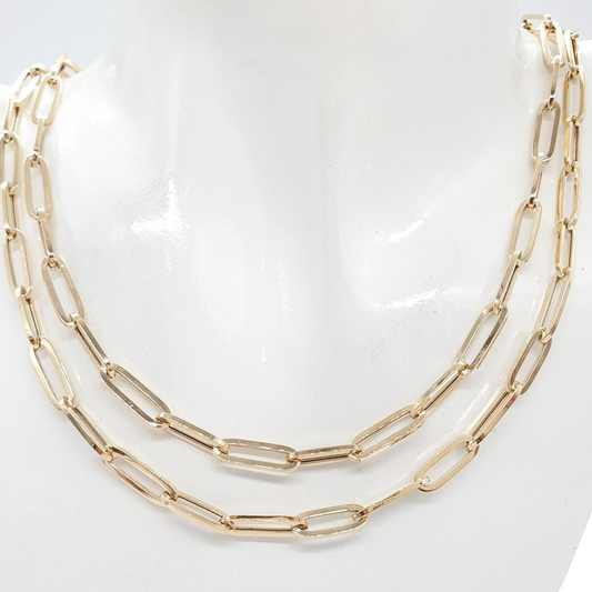 Paperclip Chain Necklace 18K Gold