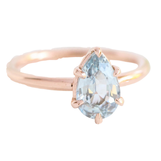 Pear Aquamarine Solitaire Engagement Ring Gold