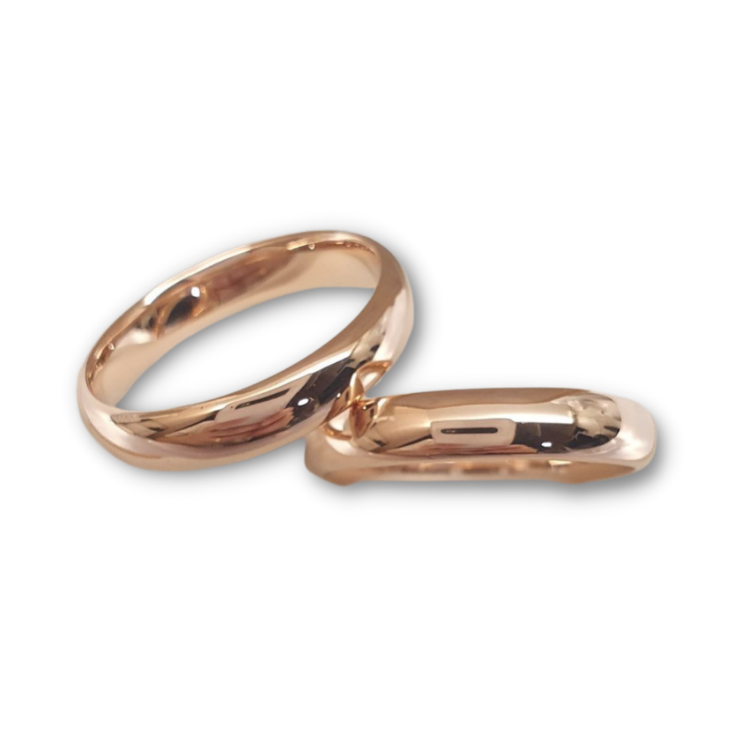 Aramis Solid Curved Plain Wedding Rings 18K Rose Gold