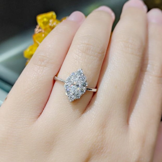 .38ct Marquise Diamond Halo Engagement Ring 14K White Gold