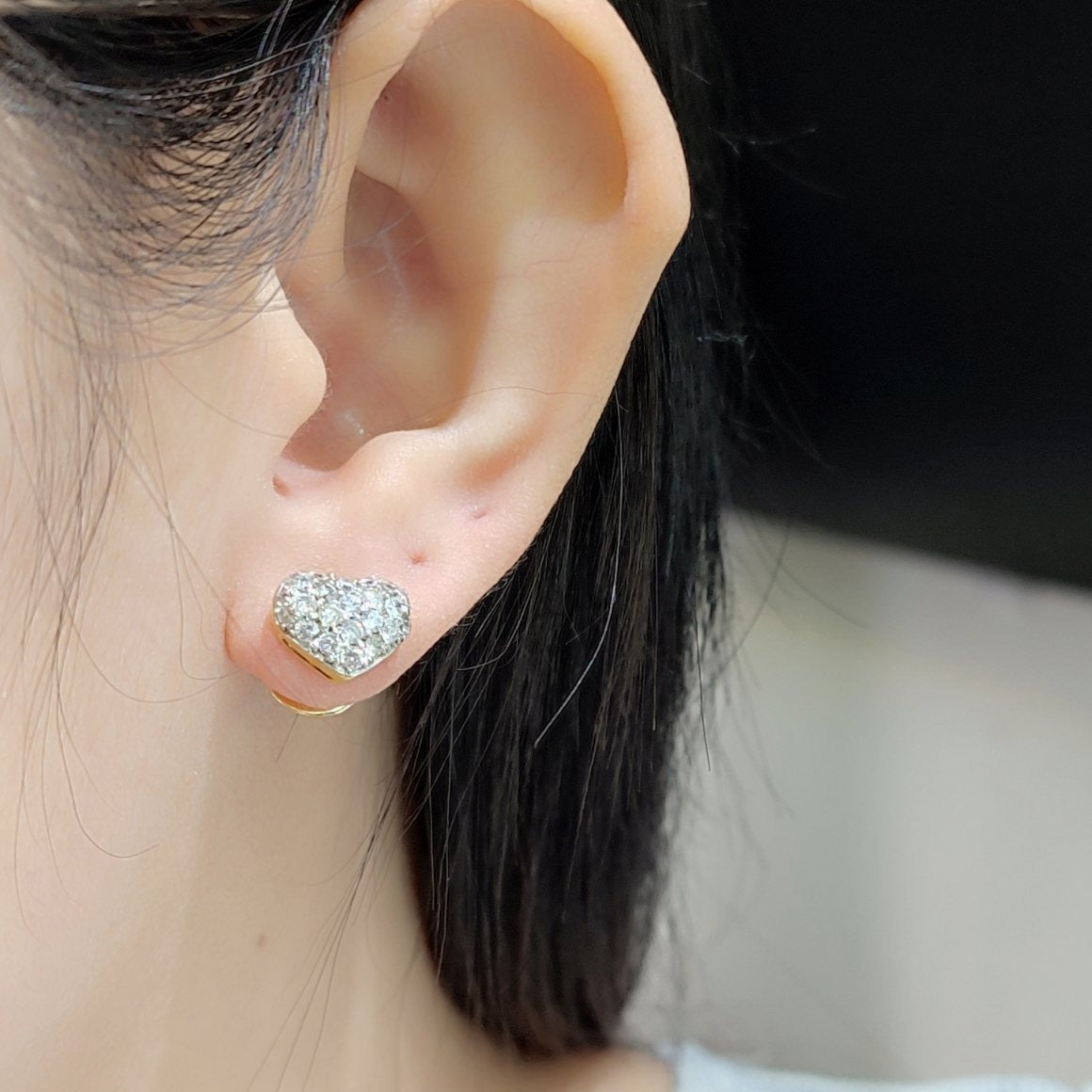 Diamond heart deals stud earrings