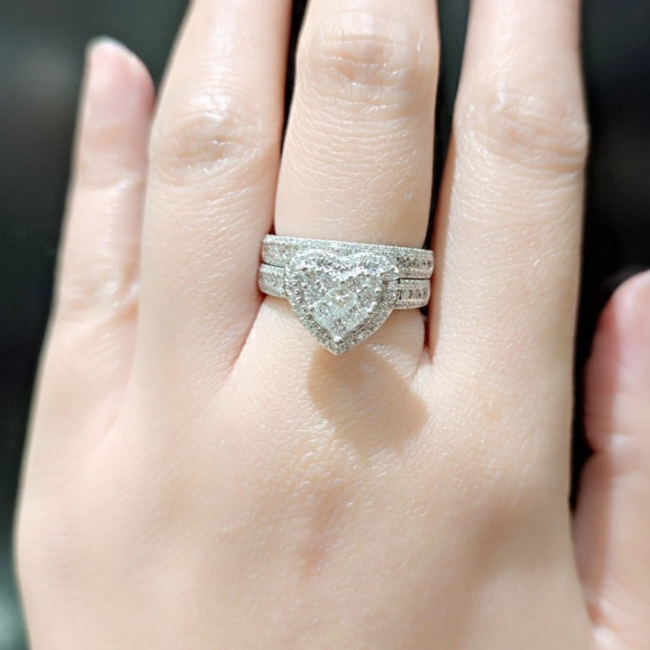 Heart Diamond Curved Shape Moissanite Diamond Engagement Ring, Heart M –  Gem of Jewel