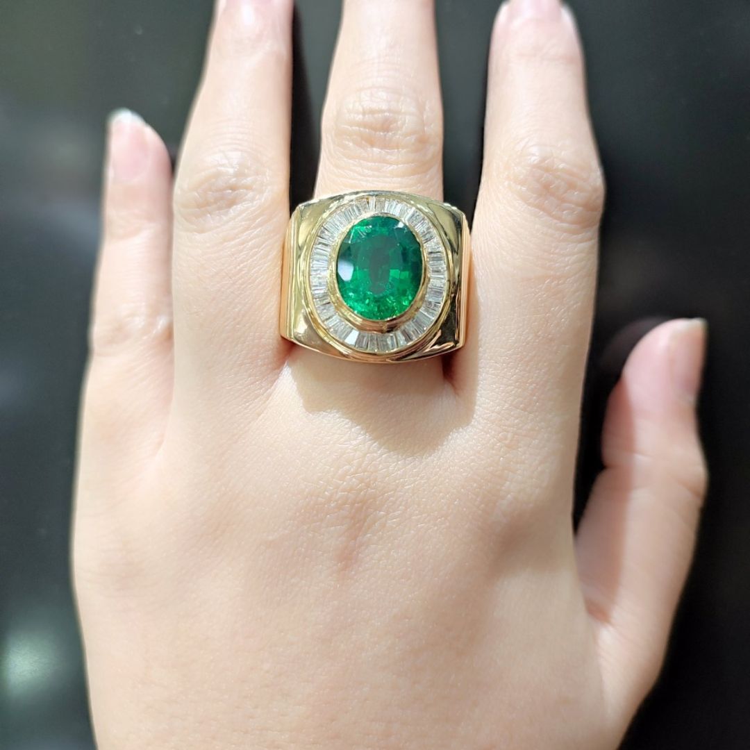 Ratti Panna Stone Original Certified Panna Stone Emerald Ring Gold Plated  Adjustable Woman Man Ring With Lab Certificate