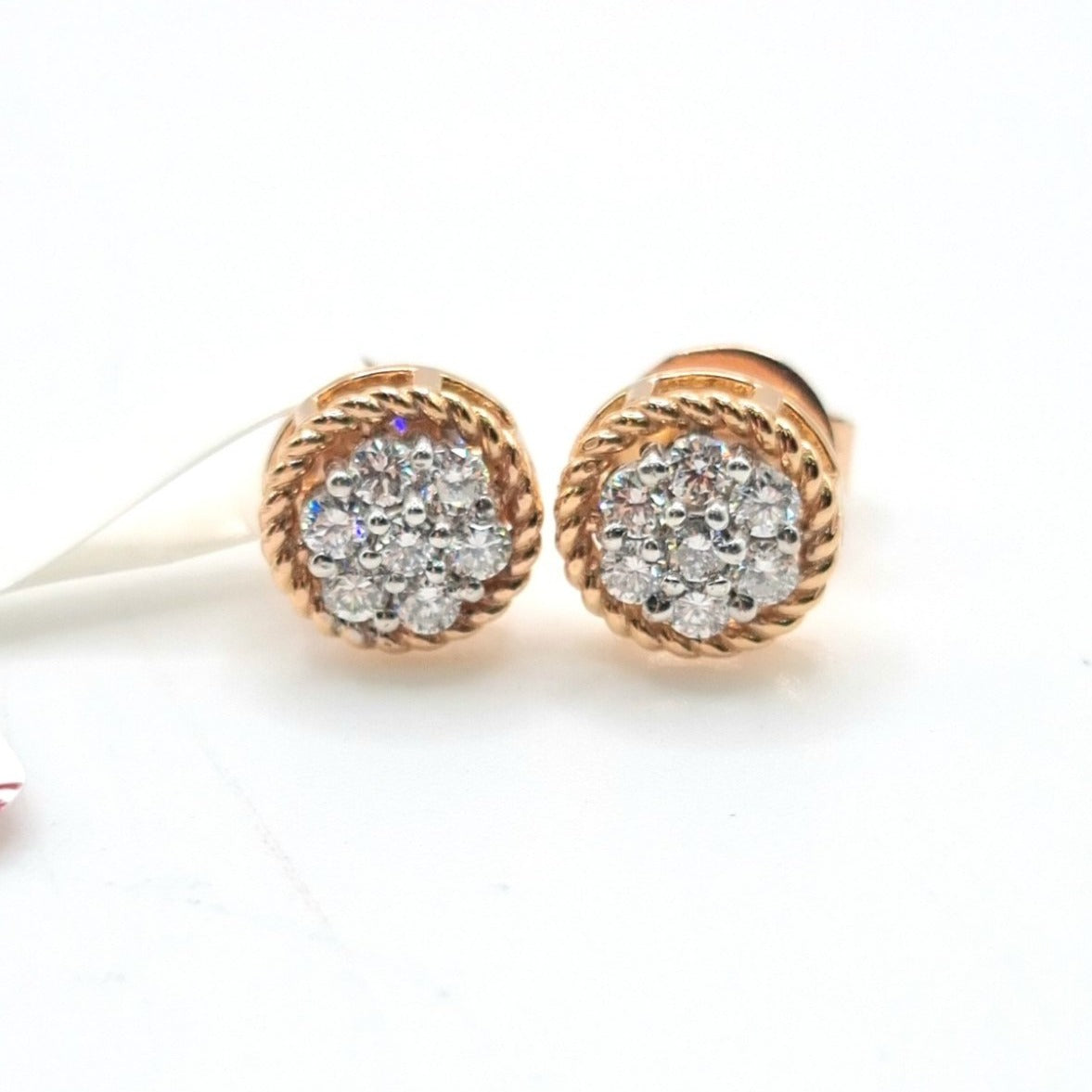 .50 CT Round Illusion Rope Diamond Earrings 18K Rosegold