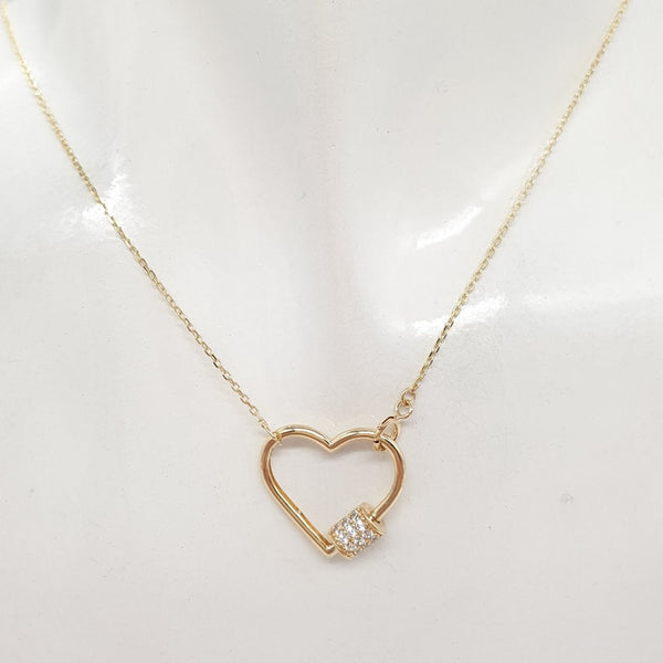 Heart Carabiner Center Necklace 18K Gold – ZNZ Jewelry Affordagold