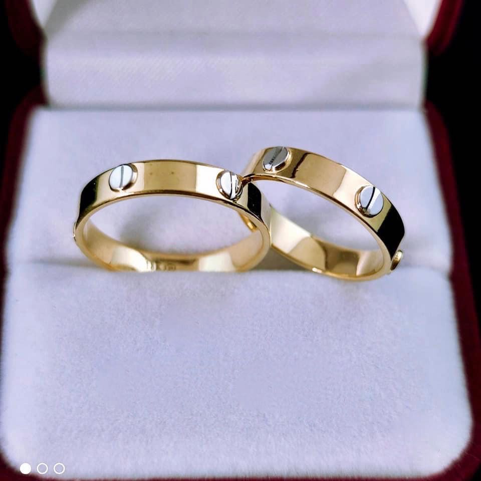 CARTR 18K Yellow Gold with White Wedding Rings